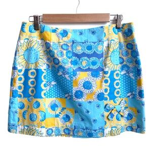 Lilly Pulitzer Sunflower and Bees Patchwork Look Skirt Size 8 / NWT